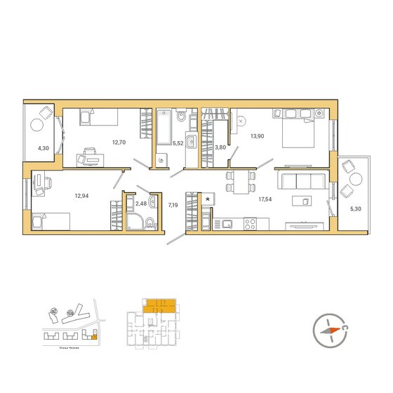80,3 м², 3-комнатная квартира 11 395 989 ₽ - изображение 1