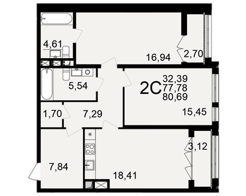Квартира 80,7 м², 2-комнатная - изображение 1