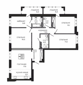 Квартира 130,9 м², 4-комнатная - изображение 1
