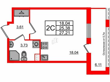 Квартира 25,4 м², студия - изображение 1