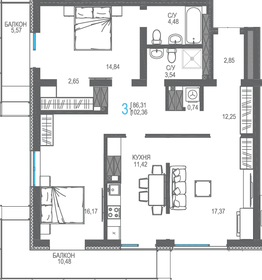 104 м², 3-комнатная квартира 12 900 000 ₽ - изображение 30