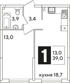 39 м², 1-комнатная квартира 7 339 800 ₽ - изображение 10