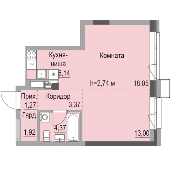 47,1 м², квартира-студия 8 350 000 ₽ - изображение 13