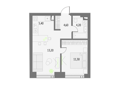 39 м², 1-комнатная квартира 17 000 000 ₽ - изображение 1