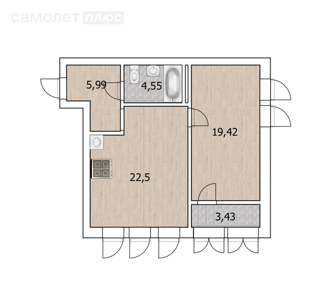 54,1 м², 2-комнатная квартира 4 850 000 ₽ - изображение 50