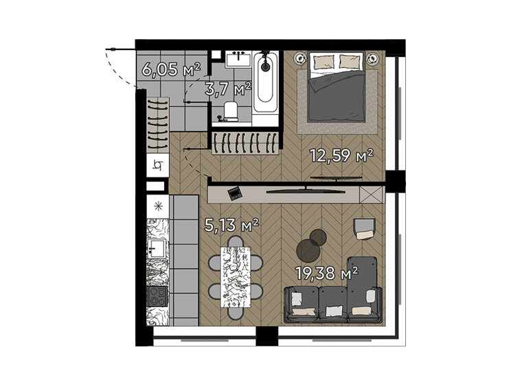 46,9 м², 2-комнатная квартира 26 034 544 ₽ - изображение 1