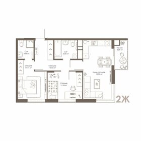 Квартира 61,2 м², 2-комнатная - изображение 1