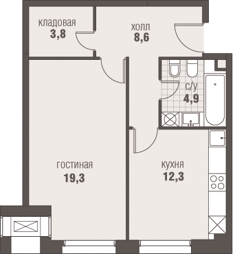 48,9 м², 1-комнатная квартира 16 870 236 ₽ - изображение 42