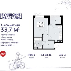 Квартира 33,7 м², 1-комнатная - изображение 3