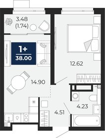 Квартира 38 м², 1-комнатная - изображение 1