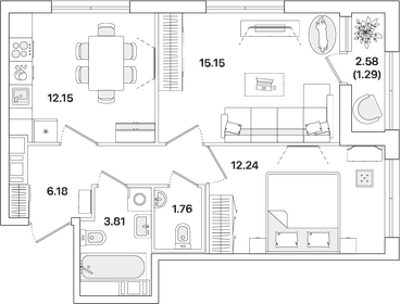 52,7 м², 2-комнатная квартира 12 480 000 ₽ - изображение 91