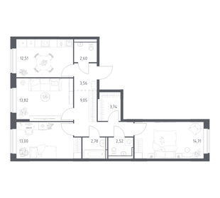 Квартира 78,3 м², 3-комнатная - изображение 1