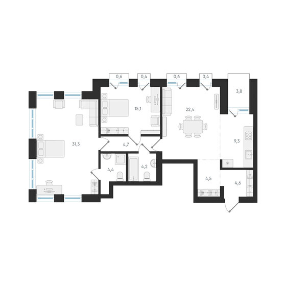 100,5 м², 3-комнатная квартира 17 600 000 ₽ - изображение 1