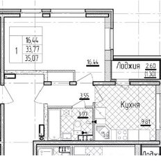 Квартира 33,8 м², 1-комнатная - изображение 3