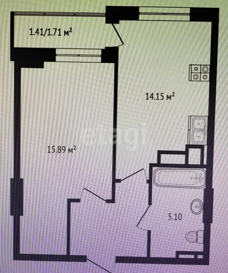 40,5 м², 1-комнатная квартира 6 550 000 ₽ - изображение 1