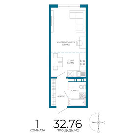 Квартира 32,8 м², 1-комнатная - изображение 1