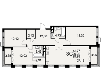 Квартира 100 м², 3-комнатная - изображение 1