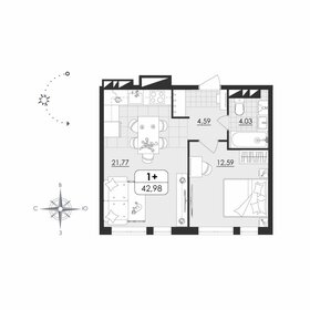 Квартира 43 м², 1-комнатная - изображение 1