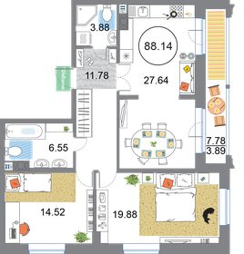 107,1 м², 2-комнатная квартира 24 090 750 ₽ - изображение 11