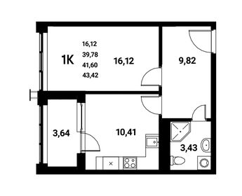 Квартира 41,6 м², 1-комнатная - изображение 1