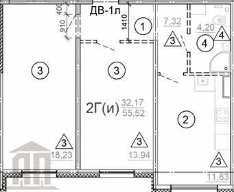 Квартира 55,5 м², 2-комнатная - изображение 1