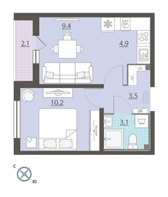 31,6 м², 1-комнатная квартира 3 600 000 ₽ - изображение 49