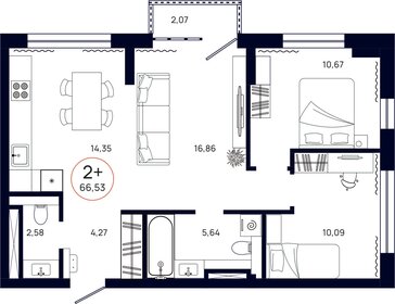 66,5 м², 2-комнатная квартира 7 000 000 ₽ - изображение 20