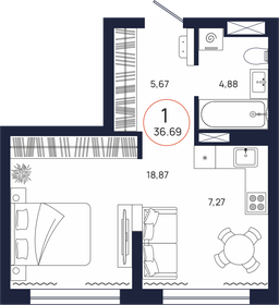 35,3 м², 1-комнатная квартира 3 890 000 ₽ - изображение 54