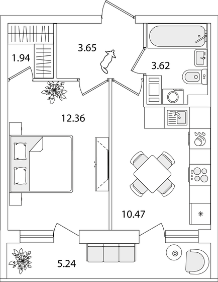 41,4 м², 1-комнатная квартира 8 513 802 ₽ - изображение 78