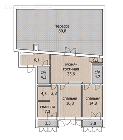 Квартира 116,5 м², 3-комнатная - изображение 1