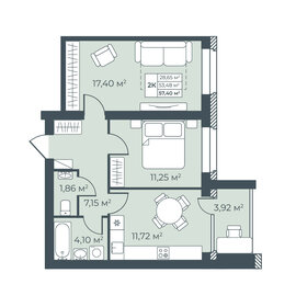 Квартира 57,4 м², 2-комнатная - изображение 1