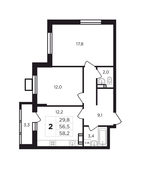 60,9 м², 2-комнатная квартира 6 938 100 ₽ - изображение 36