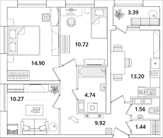 64,8 м², 4-комнатная квартира 18 000 000 ₽ - изображение 71