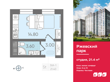 21,8 м², квартира-студия 4 098 400 ₽ - изображение 38