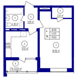 40,4 м², 1-комнатная квартира 6 868 000 ₽ - изображение 18