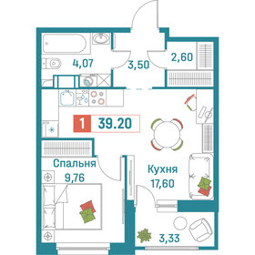 Квартира 39,2 м², 1-комнатная - изображение 1