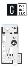 22 м², квартира-студия 4 440 000 ₽ - изображение 68