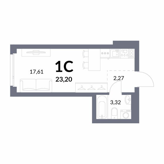 23,2 м², квартира-студия 5 800 000 ₽ - изображение 1