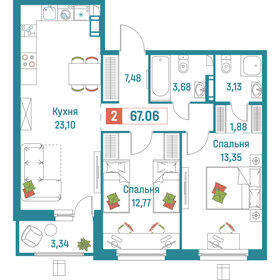 67,1 м², 2-комнатная квартира 12 929 168 ₽ - изображение 8