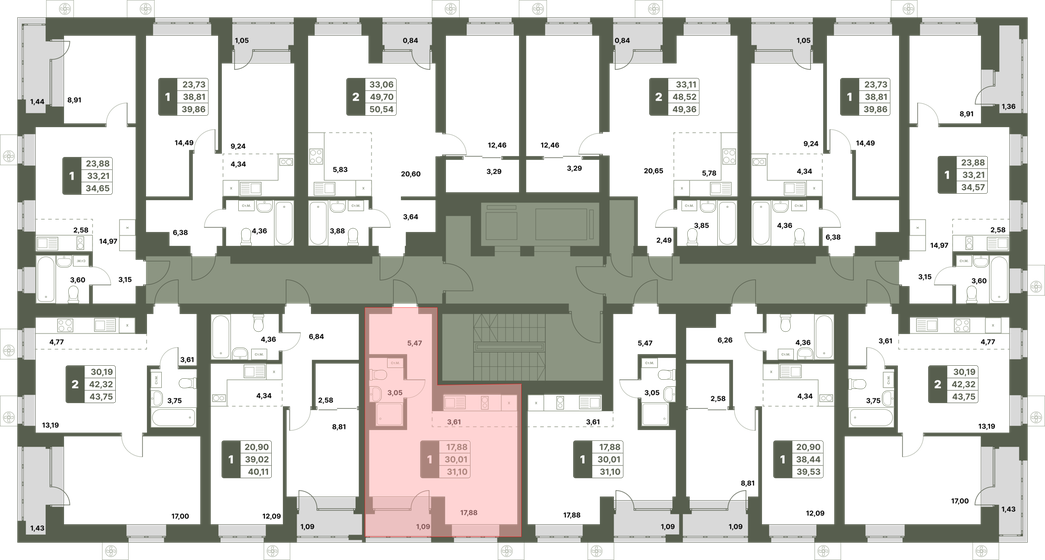 30,7 м², 1-комнатная квартира 4 049 760 ₽ - изображение 19