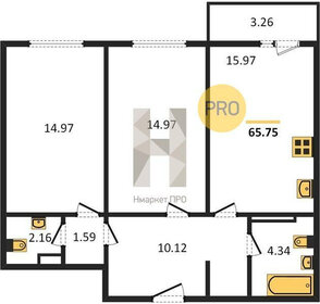Квартира 65,8 м², 2-комнатная - изображение 1