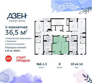 36,5 м², 1-комнатная квартира 11 569 999 ₽ - изображение 14