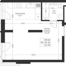 Квартира 36,6 м², 1-комнатная - изображение 2