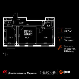 Квартира 63,7 м², 2-комнатная - изображение 1