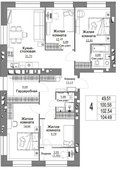 104,5 м², 5-комнатная квартира 10 000 284 ₽ - изображение 47