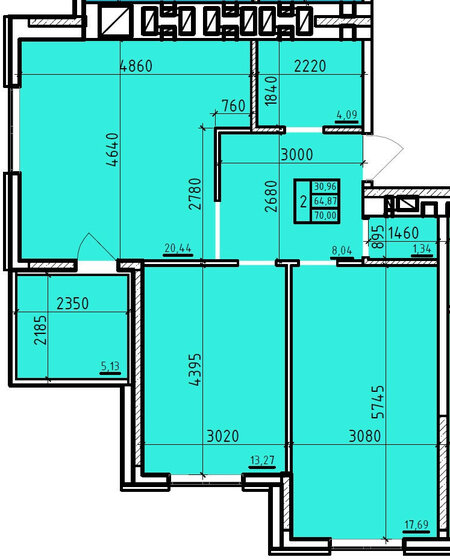 70 м², 2-комнатная квартира 7 000 000 ₽ - изображение 1