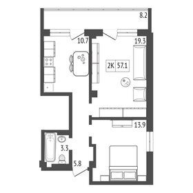 58,7 м², 2-комнатная квартира 6 364 610 ₽ - изображение 8