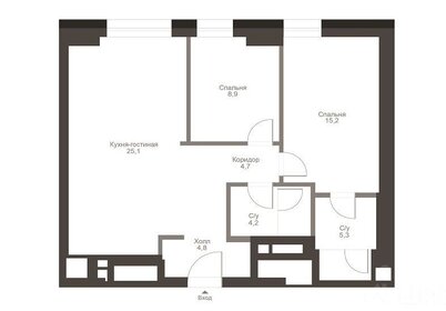 Квартира 68,2 м², 2-комнатные - изображение 1