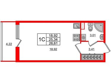 Квартира 25,3 м², студия - изображение 1