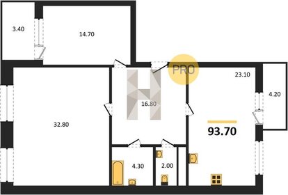 Квартира 93,7 м², 2-комнатная - изображение 1